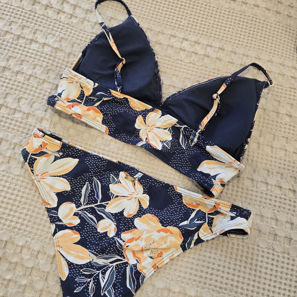 Roxy Navy and Orange Floral Bikini Set - Picture 2 of 4